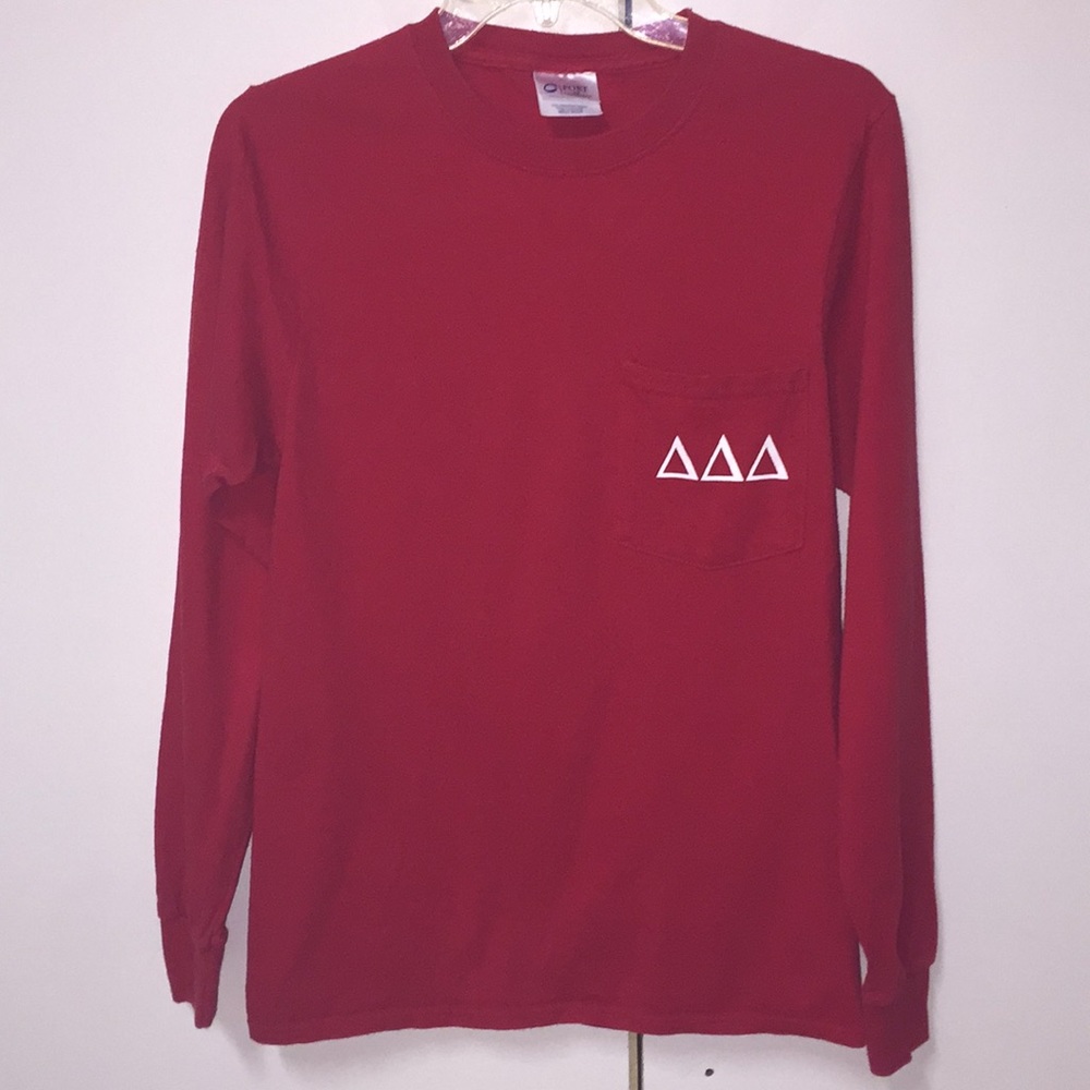 Tri Delta red pocket long sleeve T-shirt!
